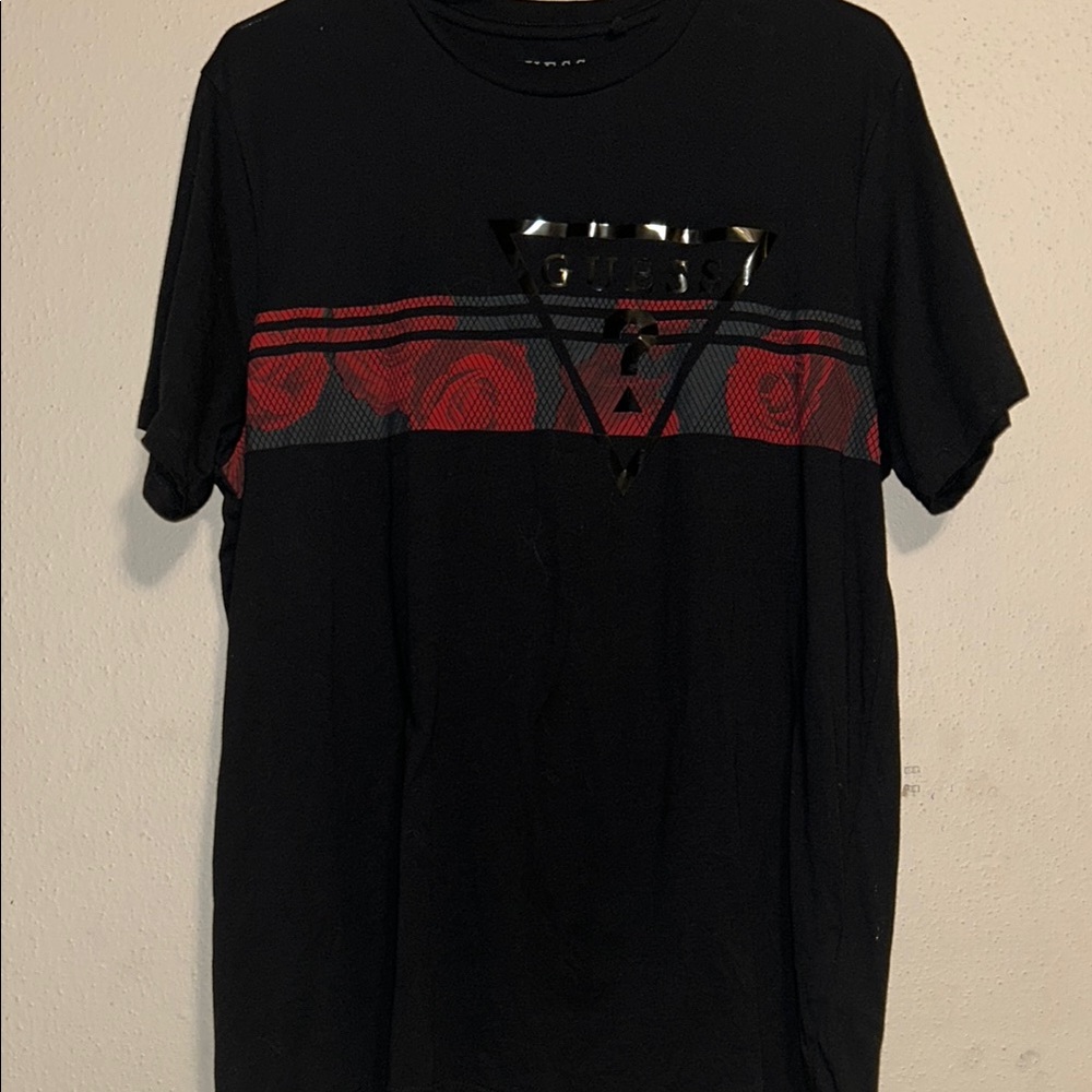 Guess Black and Red Short Sleeve Tee